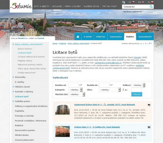 Seznam licitací bytů na webu přehlednější a interaktivnější